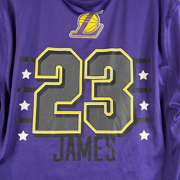 LeBron James T Shirt Men Large NBA Los Angeles Lakers LA Purple #23 Double Sided - Picture 4 of 8